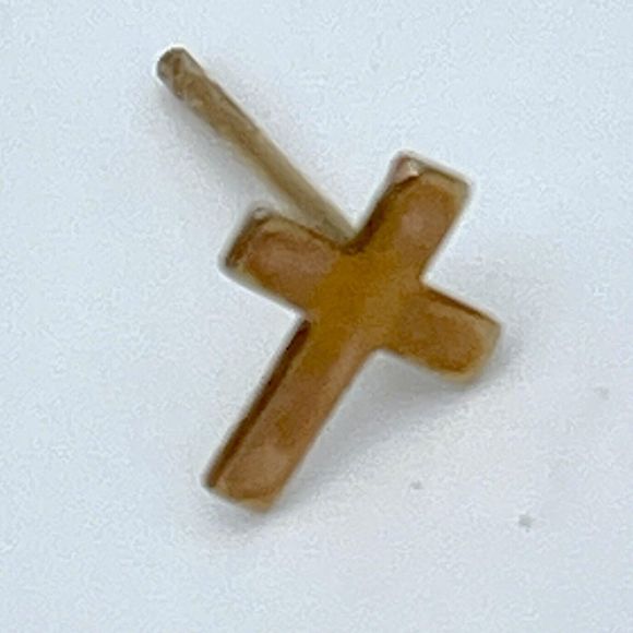 Vtg 14K Gold Christian Cross Earring Post 12K Gold Fill Retro Pierced Gift - Picture 5 of 7